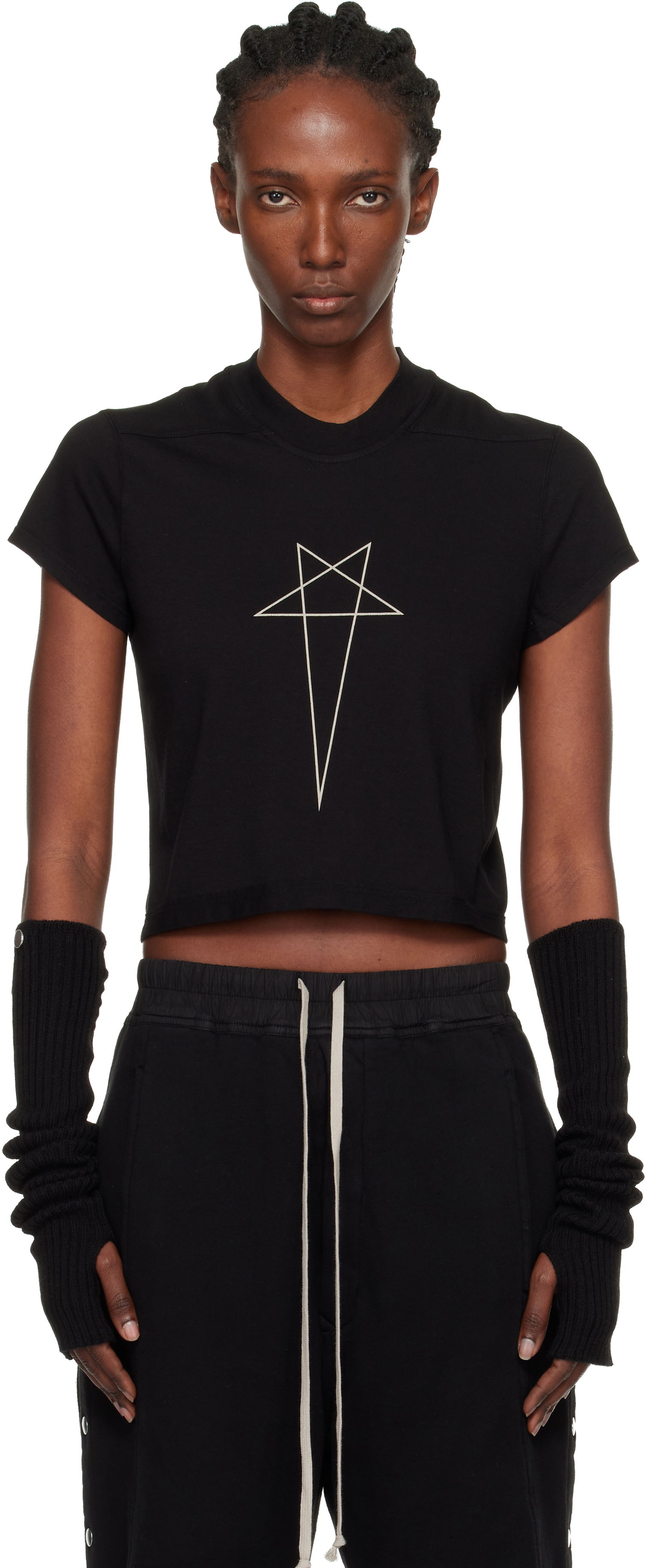 Crop top Rick Owens DRKSHDW Concordians Cropped Small Level T-shirt Musta | DS02E7207 RNEP3, 0