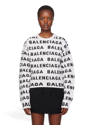 Villapaita Balenciaga Jacquard Sweater Valkoinen | 761591 T1673