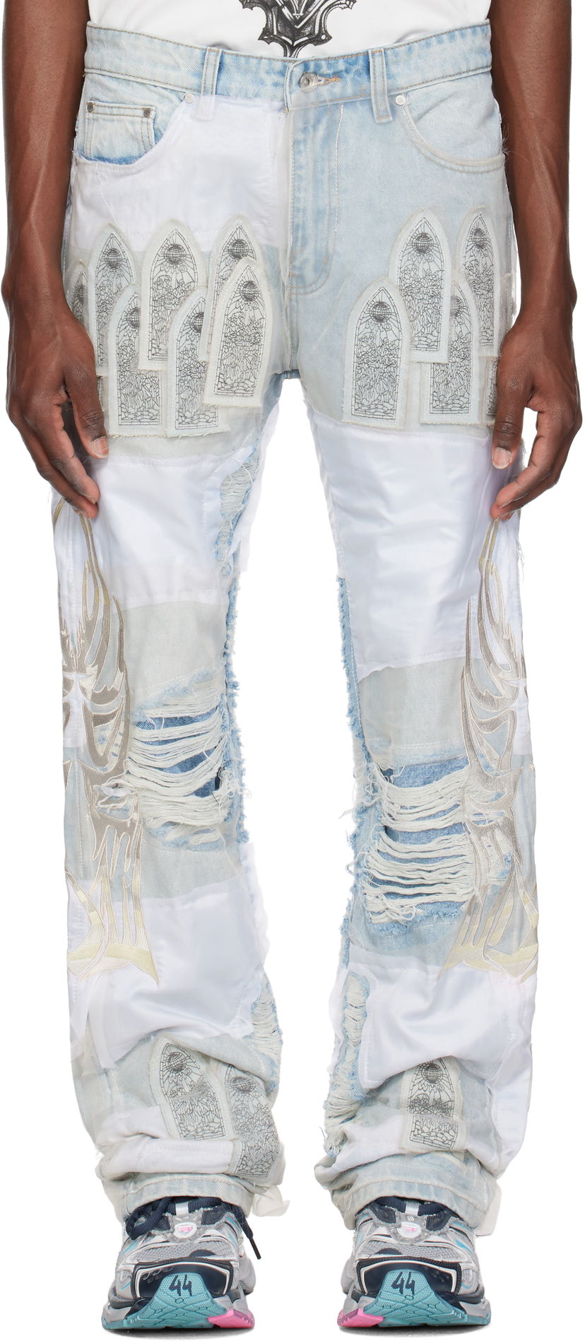 Jeans Who Decides War Who Decides War 'WDW' Winged Organza Denim Jeans Sininen | 1121180008SS25