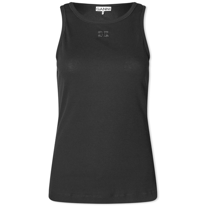 Tankkitoppi GANNI Soft Cotton Rib Tank Top Musta | T3898-099