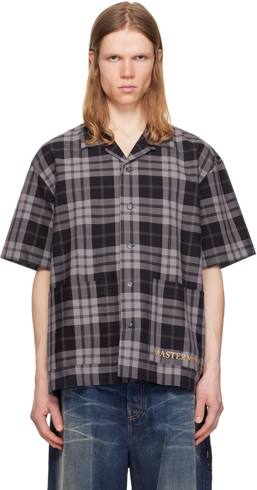 Paita Mastermind WORLD Mastermind World Plaid Short Sleeve Shirt Harmaa | MW25S14-SH007-007