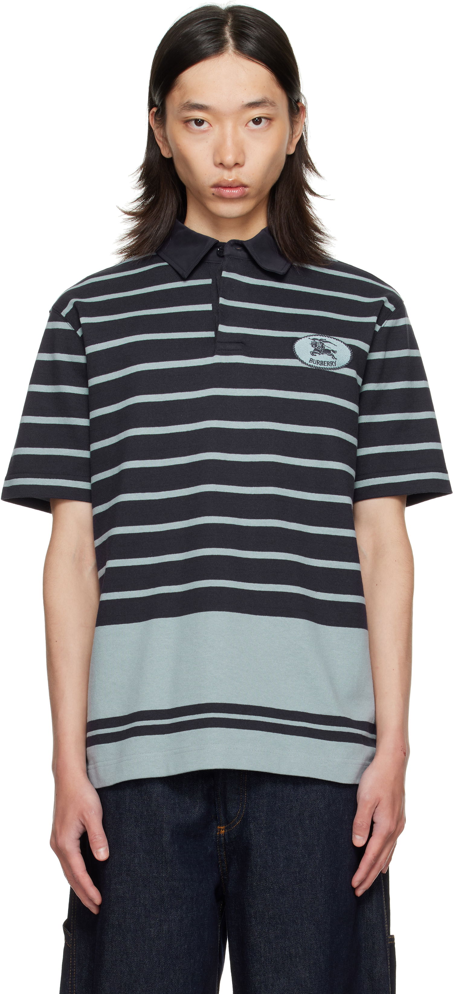 Poolopaita Burberry Burberry Index Stripe Polo Musta | 8110595, 0