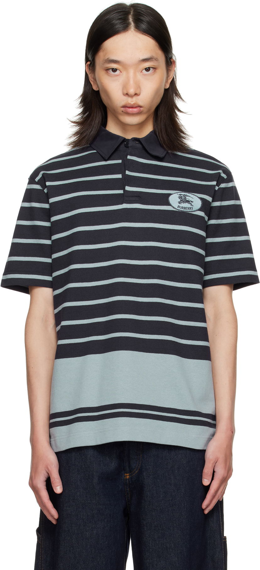 Poolopaita Burberry Burberry Index Stripe Polo Musta | 8110595