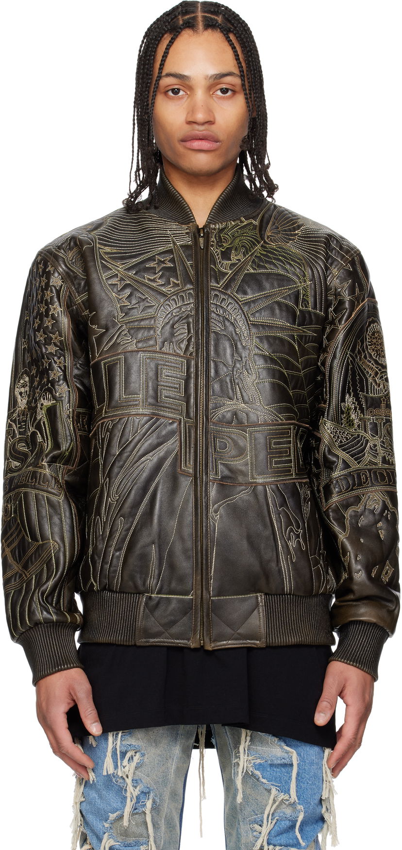Bomber-takki Who Decides War Who Decides War Pelle Pelle Edition Monument Leather Jacket Ruskea | 1131480017SS25