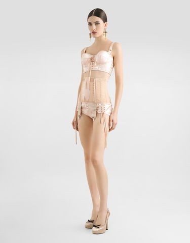 Rintaliivit Dolce & Gabbana Dolce & Gabbana Satin Bralette Top with Corset Detail Beige | F7AW6TGDCMXF0658, 1