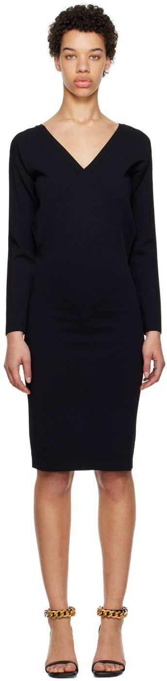 Mekko Stella McCartney Compact V-Neck Dress Musta | 6K0426S2076