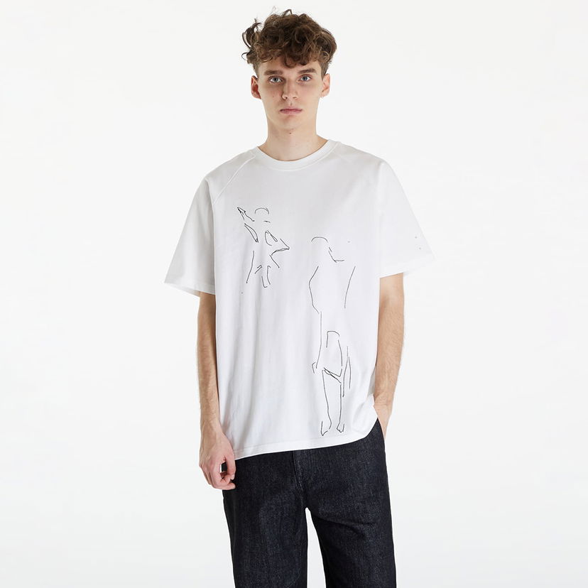 T-paita HELIOT EMIL Formation Sketch Print T-Shirt Valkoinen | SS24_M_09_107_WHT02