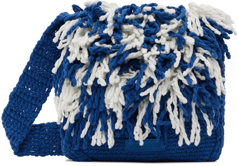 Olkalaukku ADER ERROR Fringe Knitted Shoulder Bag Sininen | BMADSSBA0302BL