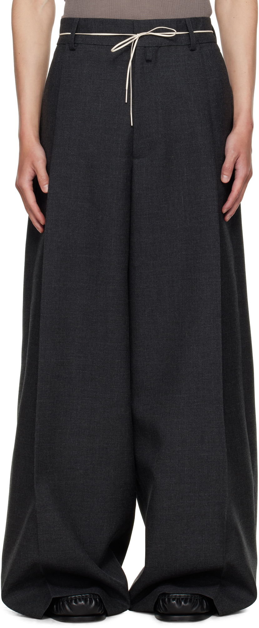 Housut Dries Van Noten Dries Van Noten Wide Leg Pleated Trousers Harmaa | 252-020915-2247
