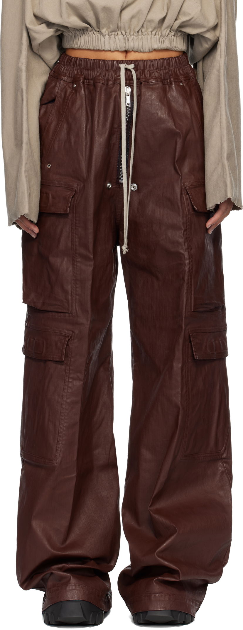 Cargo housut Rick Owens Concordians Double Jumbo Belas Denim Cargo Pants Ruskea | DS02E7324 SDSW