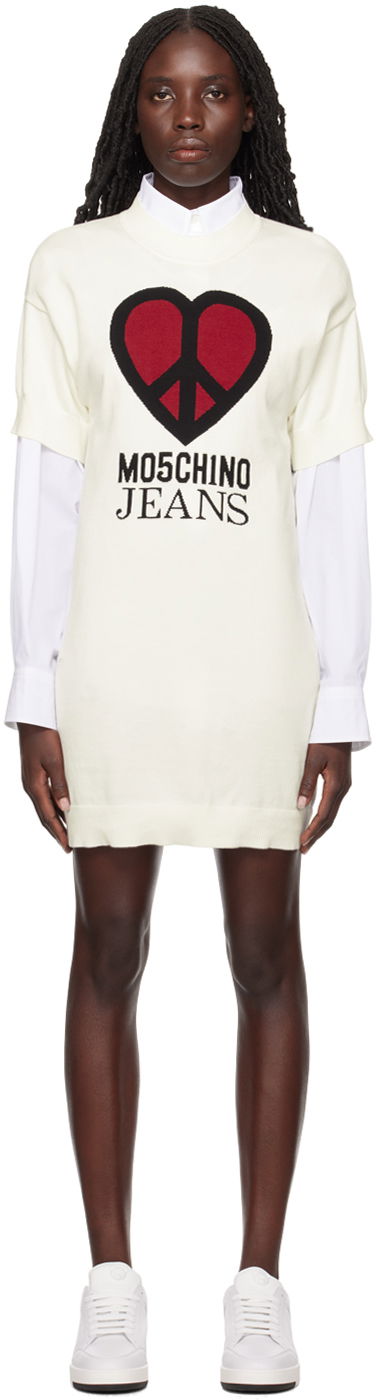 Mekko Moschino Peace & Love Minidress Valkoinen | 0494 3208