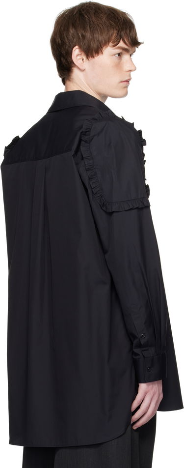 Paita Simone Rocha Simone Rocha Ruffle Shoulder Patch Tunic Shirt Musta | 5383 1025, 2