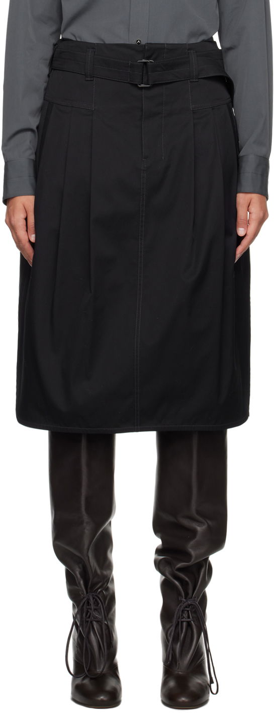 Hame LEMAIRE LEMAIRE Pleated Belted Midi Skirt Musta | SK1010 LF824