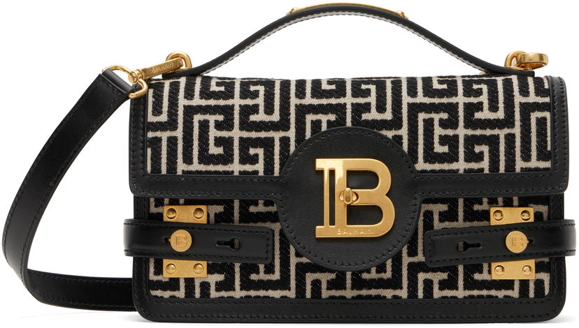 Olkalaukku Balmain Balmain B-Buzz 24 Canvas and Leather Bag Musta | EN1DA829TJGH