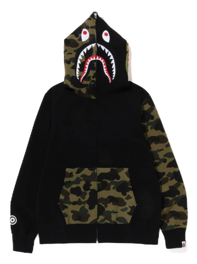 Huppari BAPE 1st Camo Shark Full Zip Hoodie Musta | 1I70-115-009