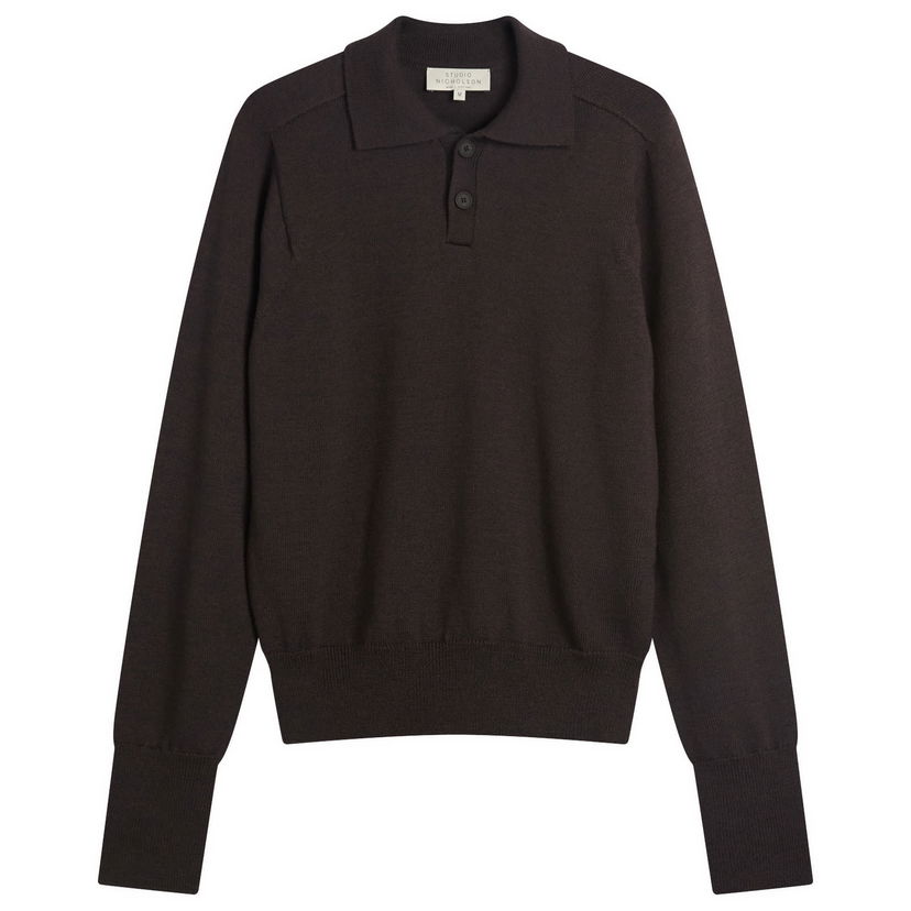Villapaita Studio Nicholson Polo Knit Ruskea | SARKSNM-1384-WAL