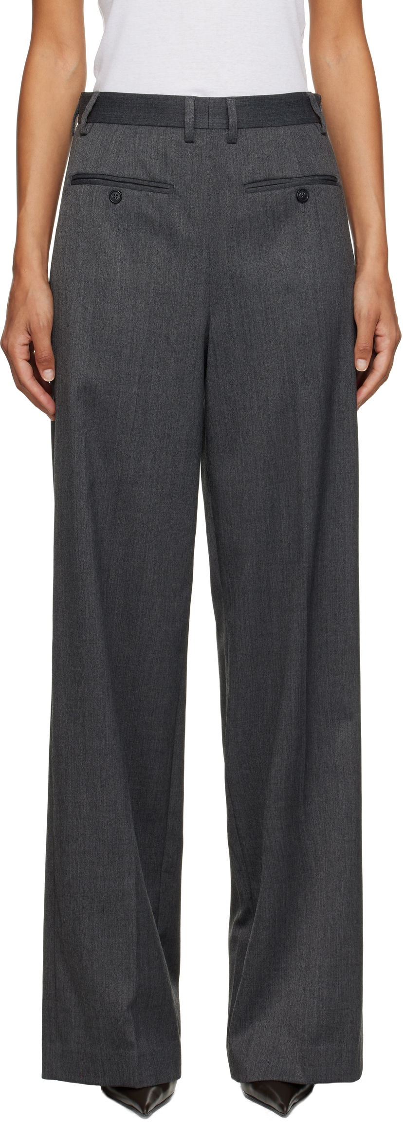 Housut Maison Margiela MM6 Maison Margiela Tailored Wide-Leg Trousers Harmaa | S52KA0538 S47848