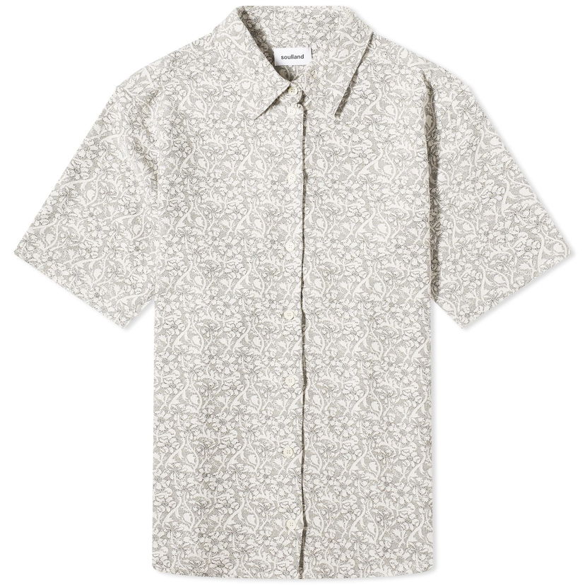 Paita Soulland Jodie Sleeved Floral Harmaa | 41032-1268-WHB