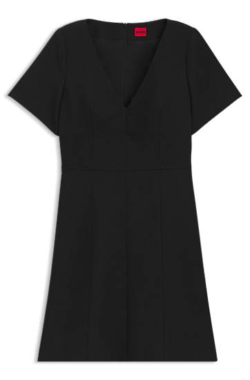 Mekko BOSS V-Neck Dress with Removable Shoulder Pads Musta | 50542656, 0