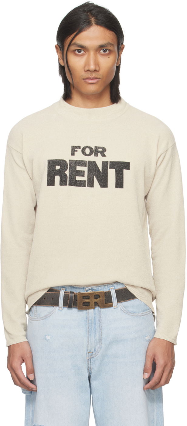 Huppari ERL Printed Crewneck Sweatshirt Beige | ERL07N026