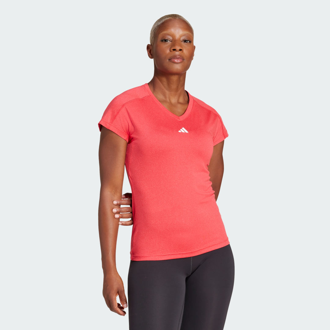 T-paita adidas Performance Train Essentials Minimal V-Neck Tee Punainen | JC9565, 0