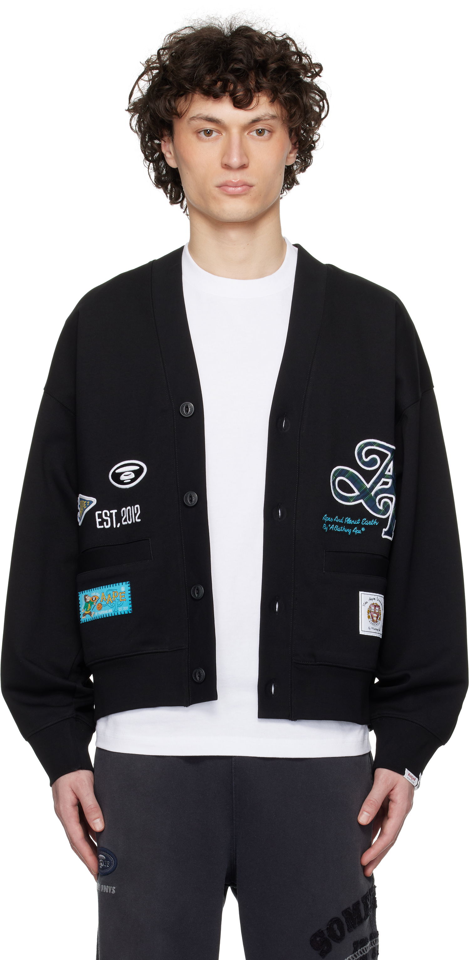 Villapaita AAPE by A Bathing Ape AAPE by A Bathing Ape Main Cardigan Musta | AAPSWMC324XXNBKX, 0