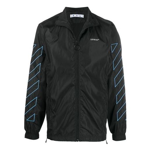 Tuulitakki Off-White Diagonal Stripes Zipper Jacket Musta | OMEA233F20FAB0011040