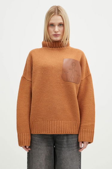 Villapaita JW Anderson JW Anderson Leather Patch Pocket Turtleneck Jumper Ruskea | KW1292.YN0367.619, 0