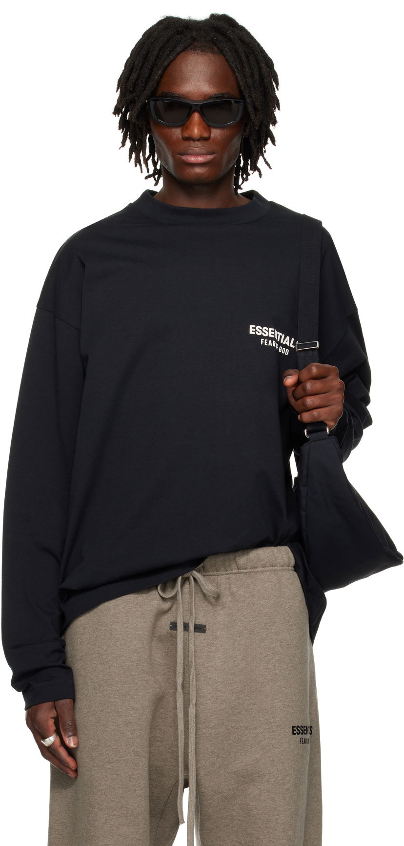 T-paita Fear of God Fear of God ESSENTIALS Classic Long Sleeve T-Shirt Musta | 125AS254200F
