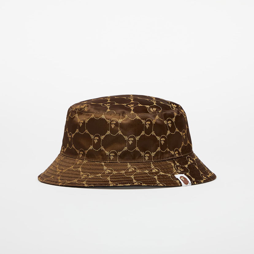 Hattu BAPE A BATHING APE College Monogram Reversible Bucket Hat Ruskea | 001HTL301305MBLK