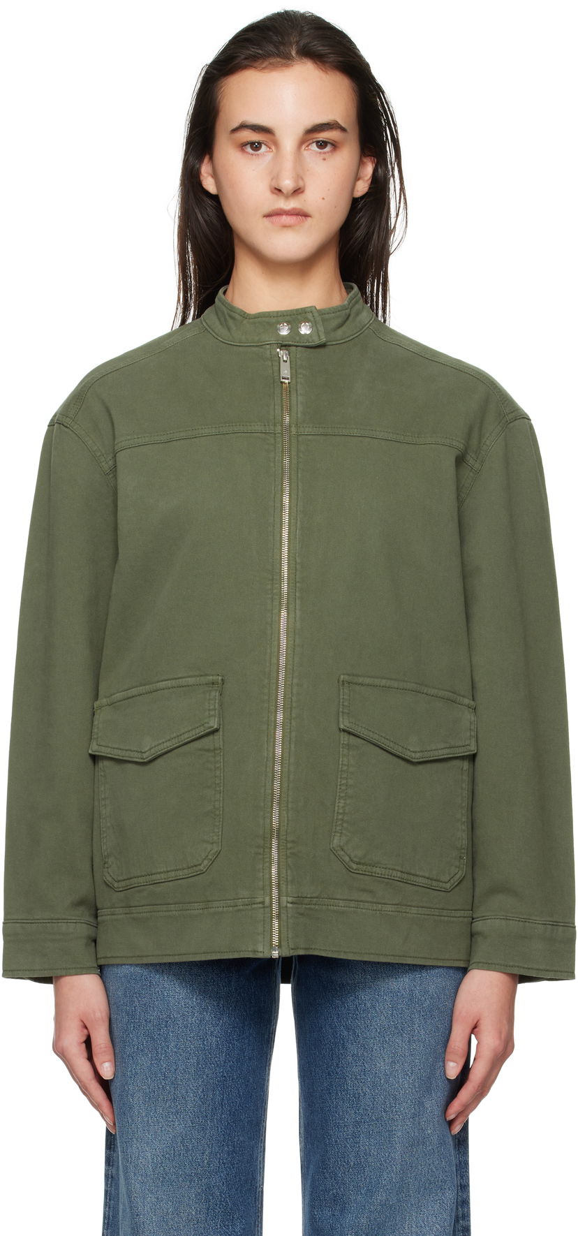 Takki Anine Bing ANINE BING Henry Zip-Up Jacket Vihreä | A-01-10385-AYG1