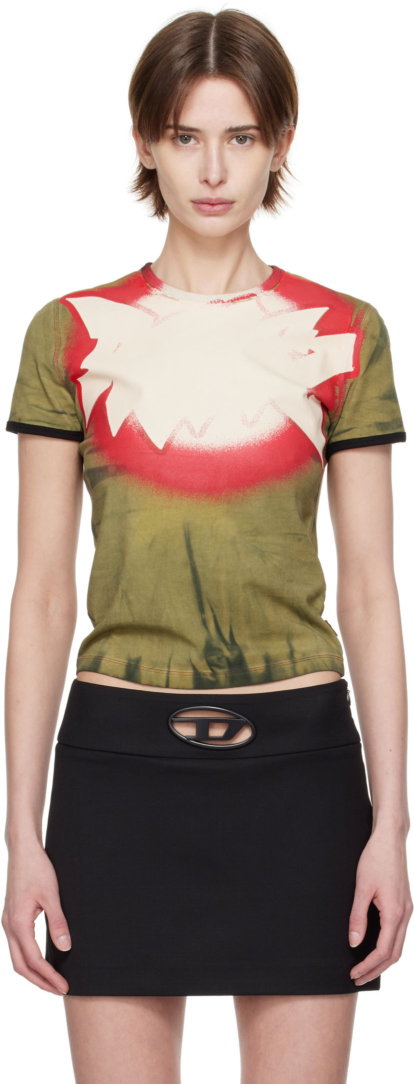 T-paita Diesel Diesel T-Uncutie-Long-Q1 Tie-Dye T-Shirt Vihreä | A16772 0HQAS