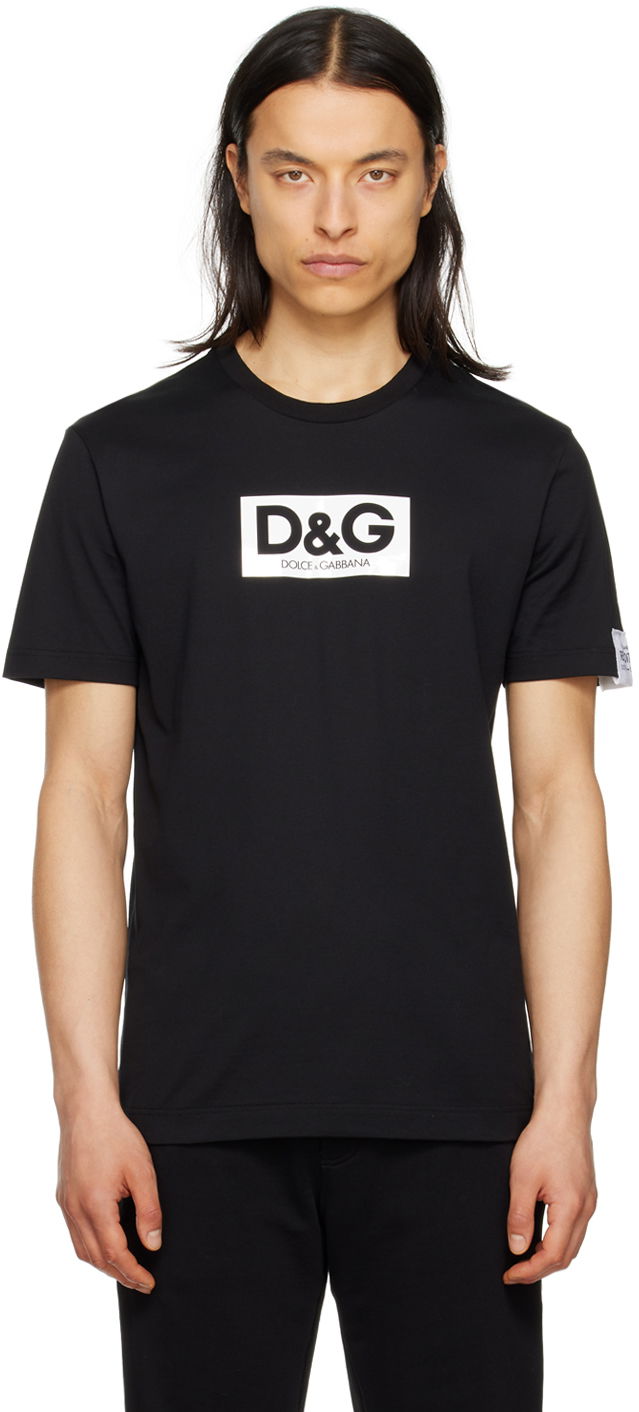 T-paita Dolce & Gabbana Black Printed T-Shirt Musta | G8QI4TFU7EQ