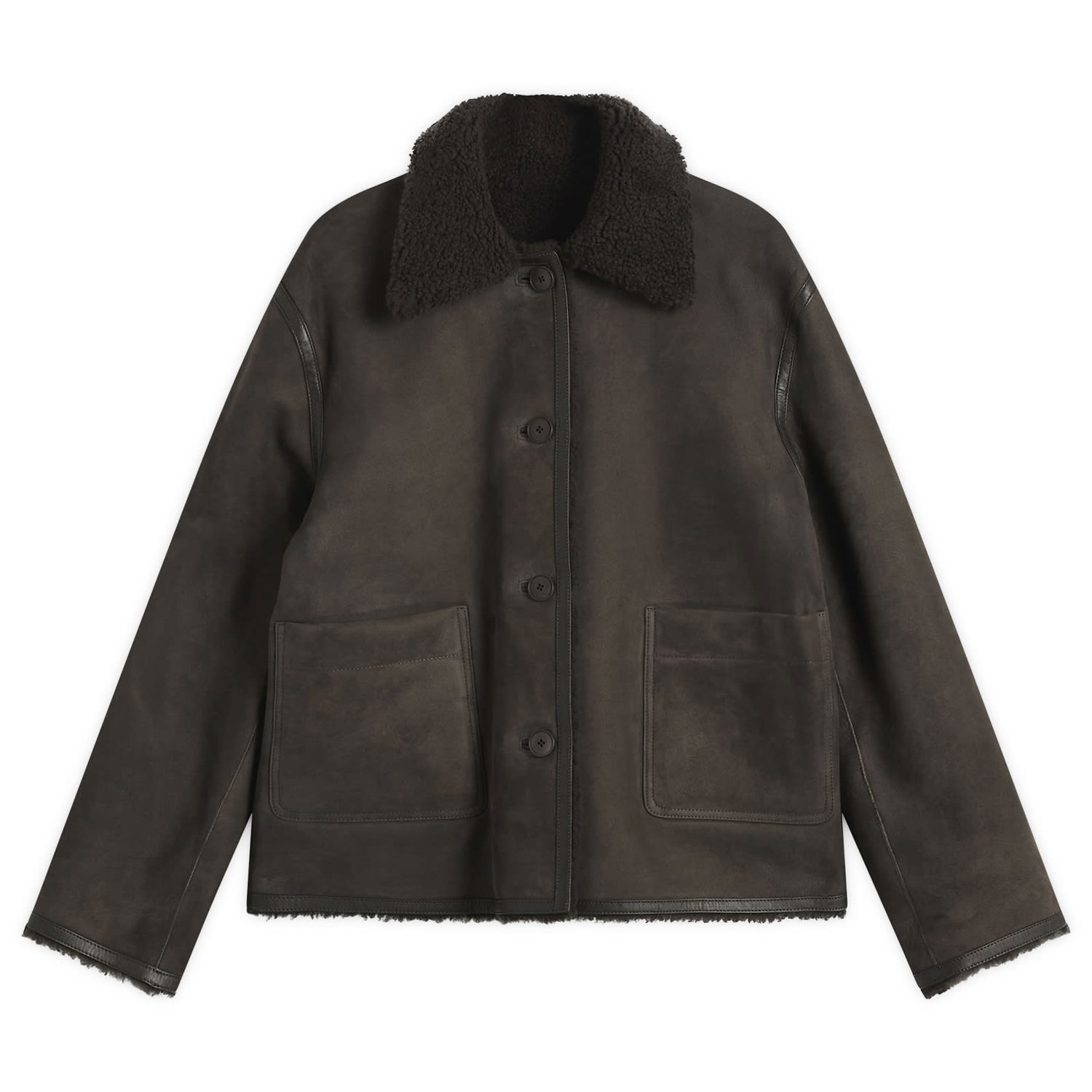 Takki CLOSED Button-Front Shearling Jacket with Patch Pockets Ruskea | C97520-82F-22-140, 1