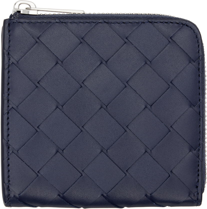 Lompakko Bottega Veneta Bottega Veneta Intrecciato Square Zip Wallet Tummansininen | 817741VCPQ53262