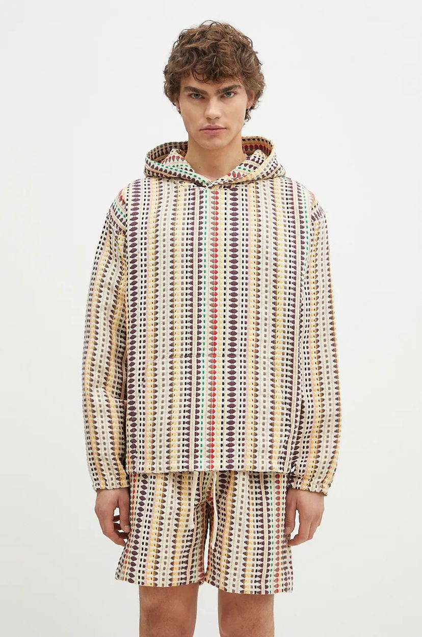 Huppari Pleasures Stitch Poncho Hoodie With Hood Beige | P24F052
