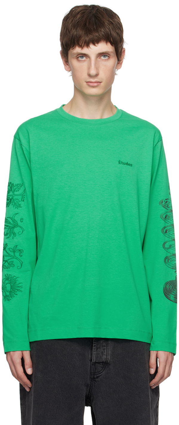 T-paita Études Graphic Print Long Sleeve T-Shirt Vihreä | H23MC172A01036