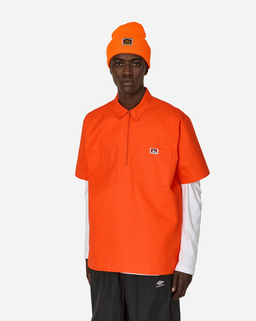 Pipo Ben Davis Men's Orange Half-Zip Short Sleeve Shirt Oranssi | BEN126 001