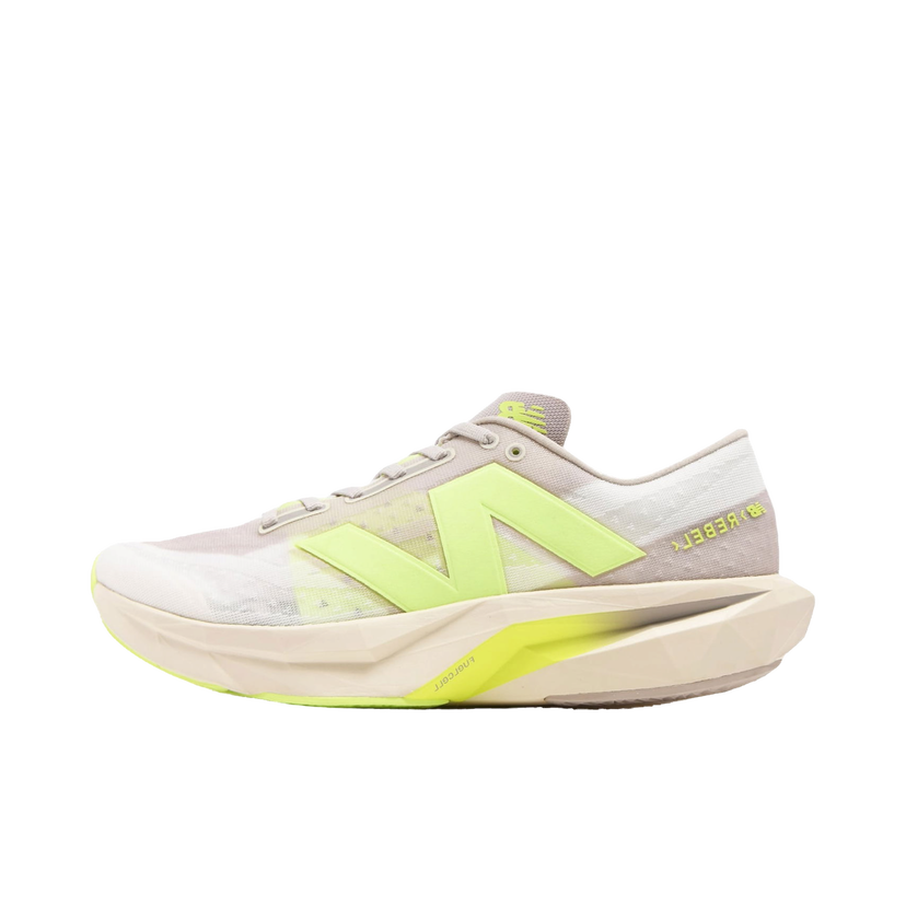 Juoksu New Balance FuelCell Rebel v4 Moonrock Bleached Lime Glo Valkoinen | MFCXLUM