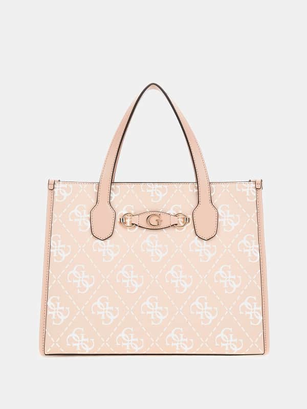 Kangaskassi GUESS Izzy 4G Logo Tote Bag Beige | HWOQ8654220