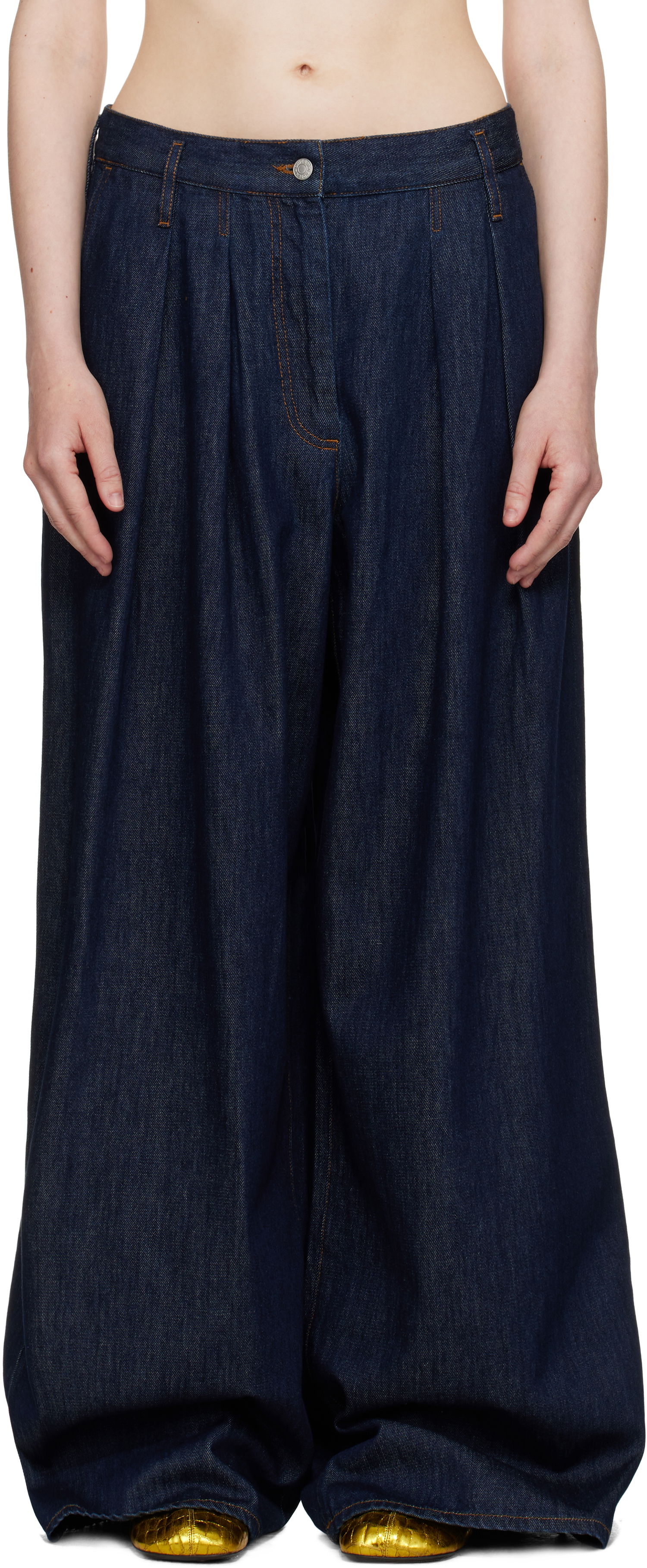 Jeans Dries Van Noten Dries Van Noten Wide Leg Pleated Jeans Sininen | 251-010929-1552, 0