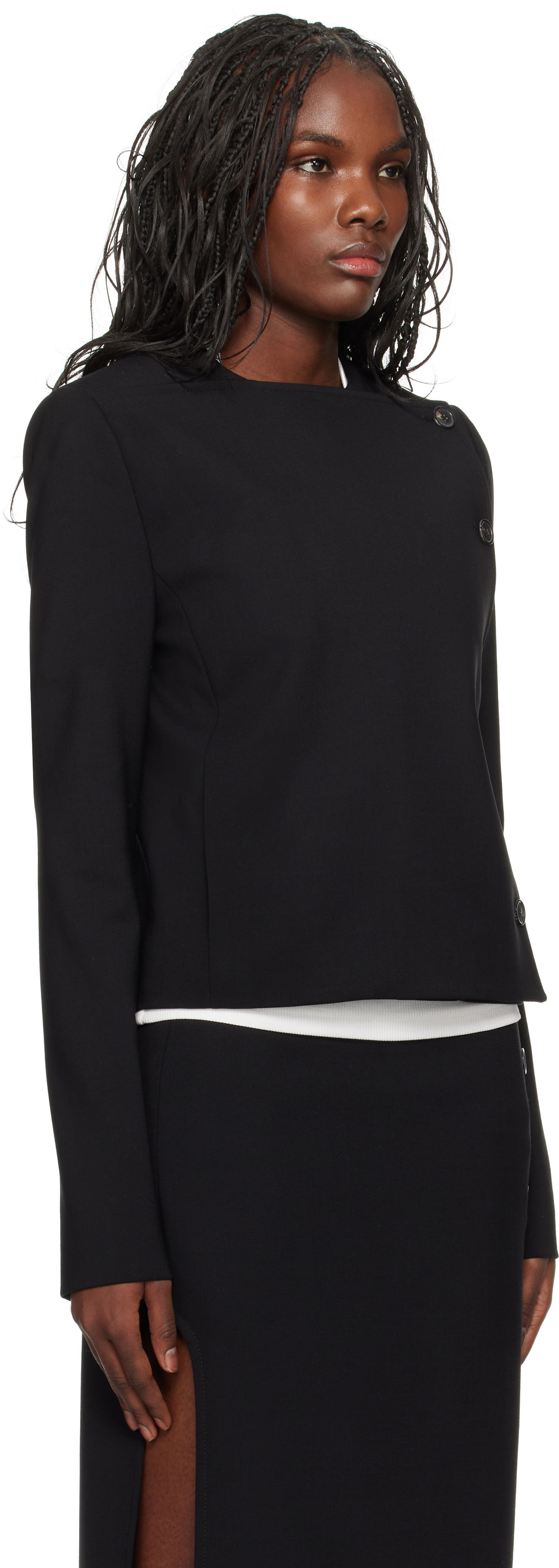 Takki Courrèges Buttoned Tailored Jacket Musta | 424CVE102WO0113, 1