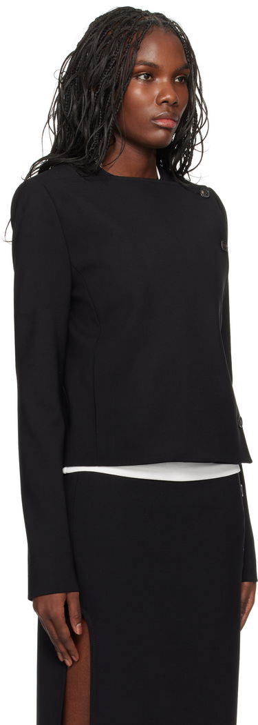 Takki Courrèges Buttoned Tailored Jacket Musta | 424CVE102WO0113, 1