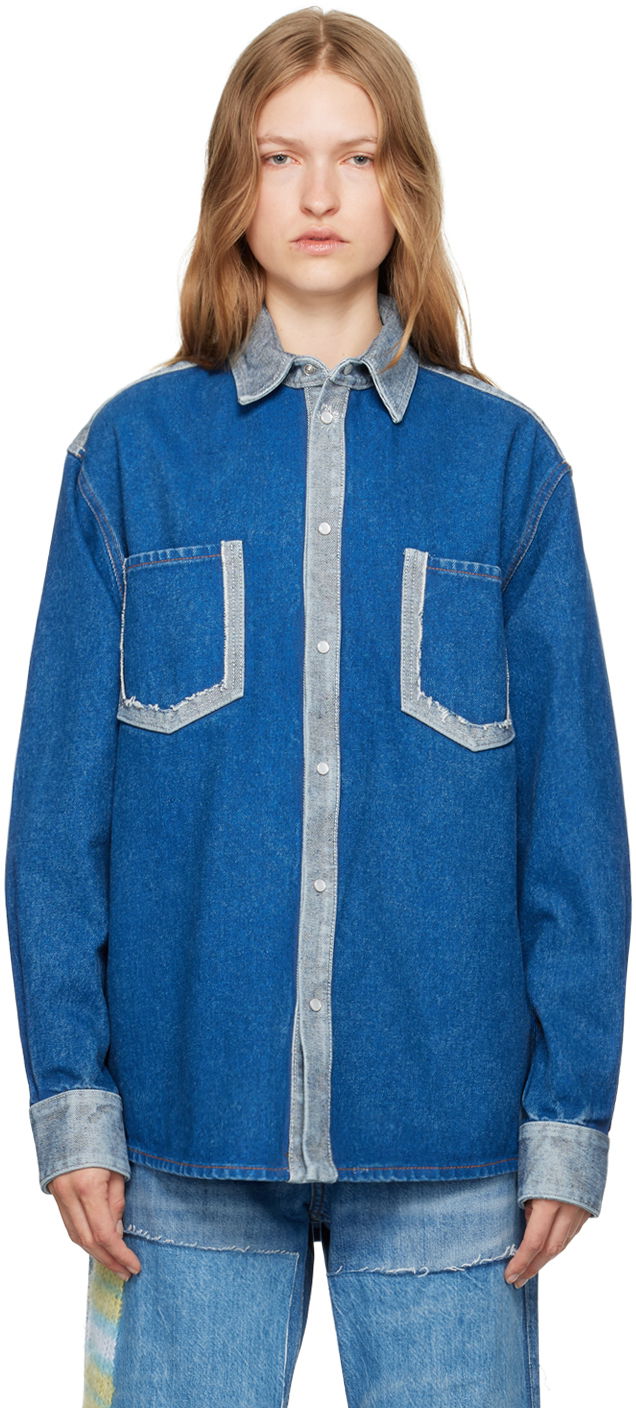 Paita Marni Two-Tone Denim Shirt Sininen | CAJD0601QS USCU83