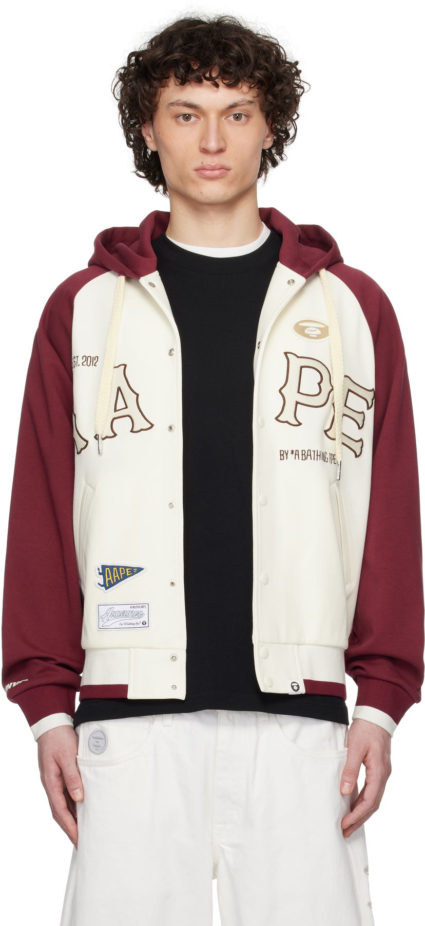 Bomber-takki AAPE by A Bathing Ape AAPE by A Bathing Ape Main Zip Up Hoodie Jacket Valkoinen | AAPSWMC323XXNIVX