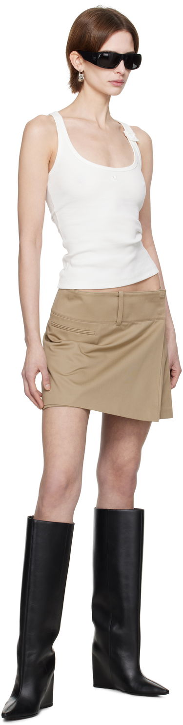 Hame Courrèges Courrèges Belted Pleated Miniskirt Beige | 125CJU220PL0178, 3