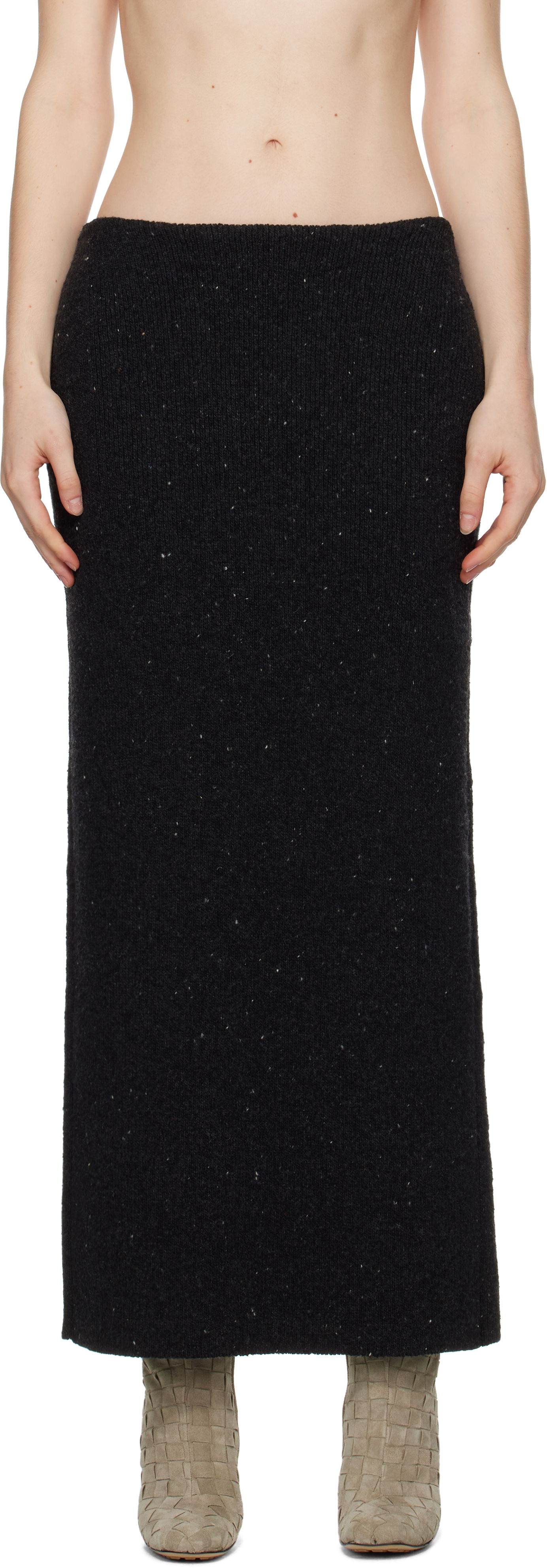 Hame Bottega Veneta Wool Maxi Skirt Musta | 801950 V4TK0, 0