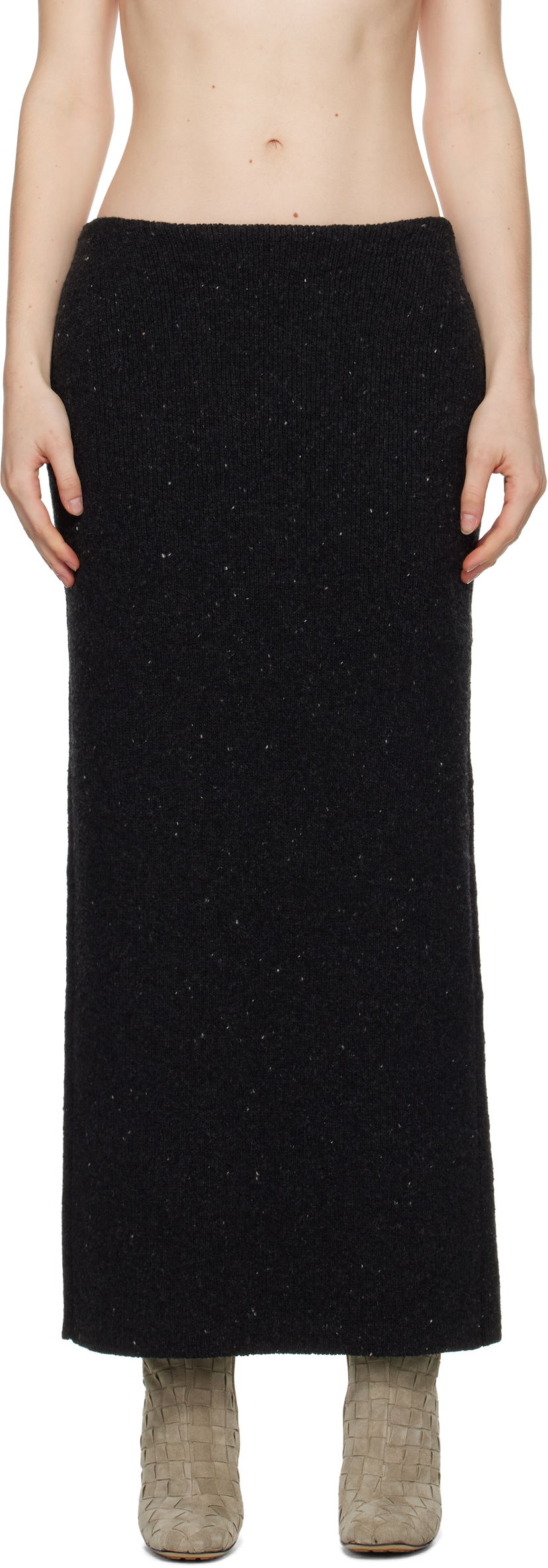 Hame Bottega Veneta Wool Maxi Skirt Musta | 801950 V4TK0