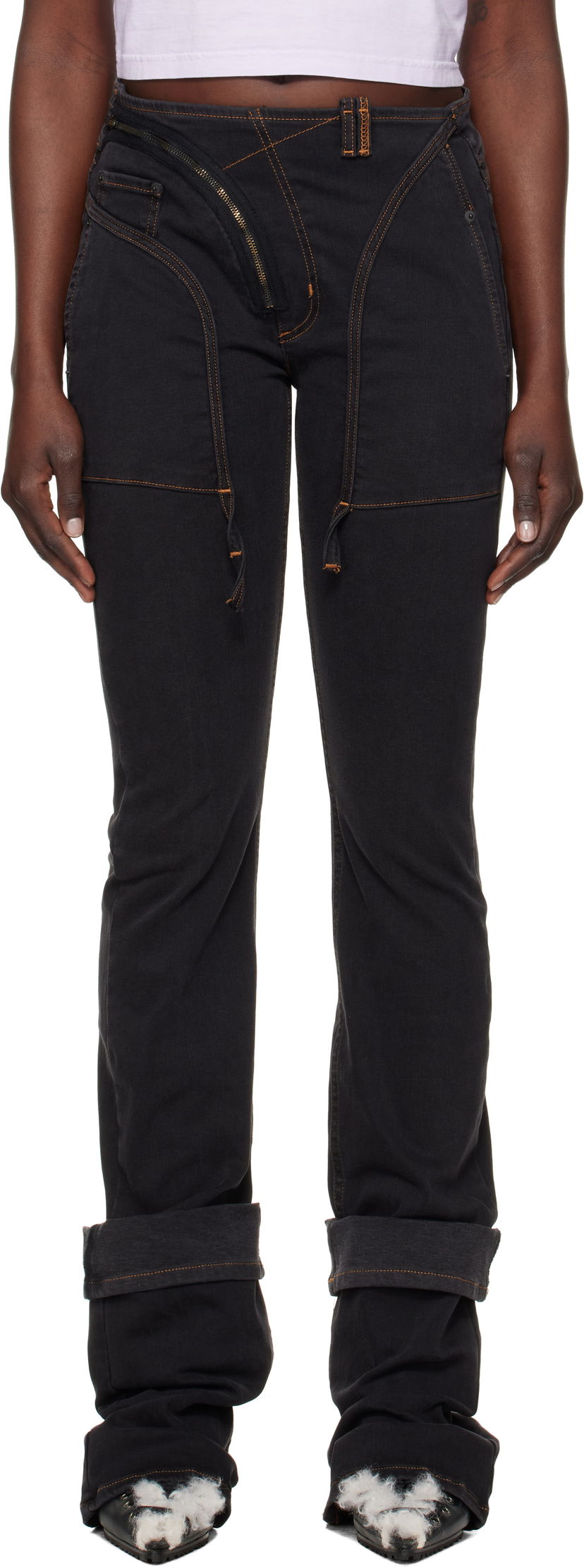 Jeans Ottolinger Ottolinger Open Back Denim Jeans Musta | 2217080211