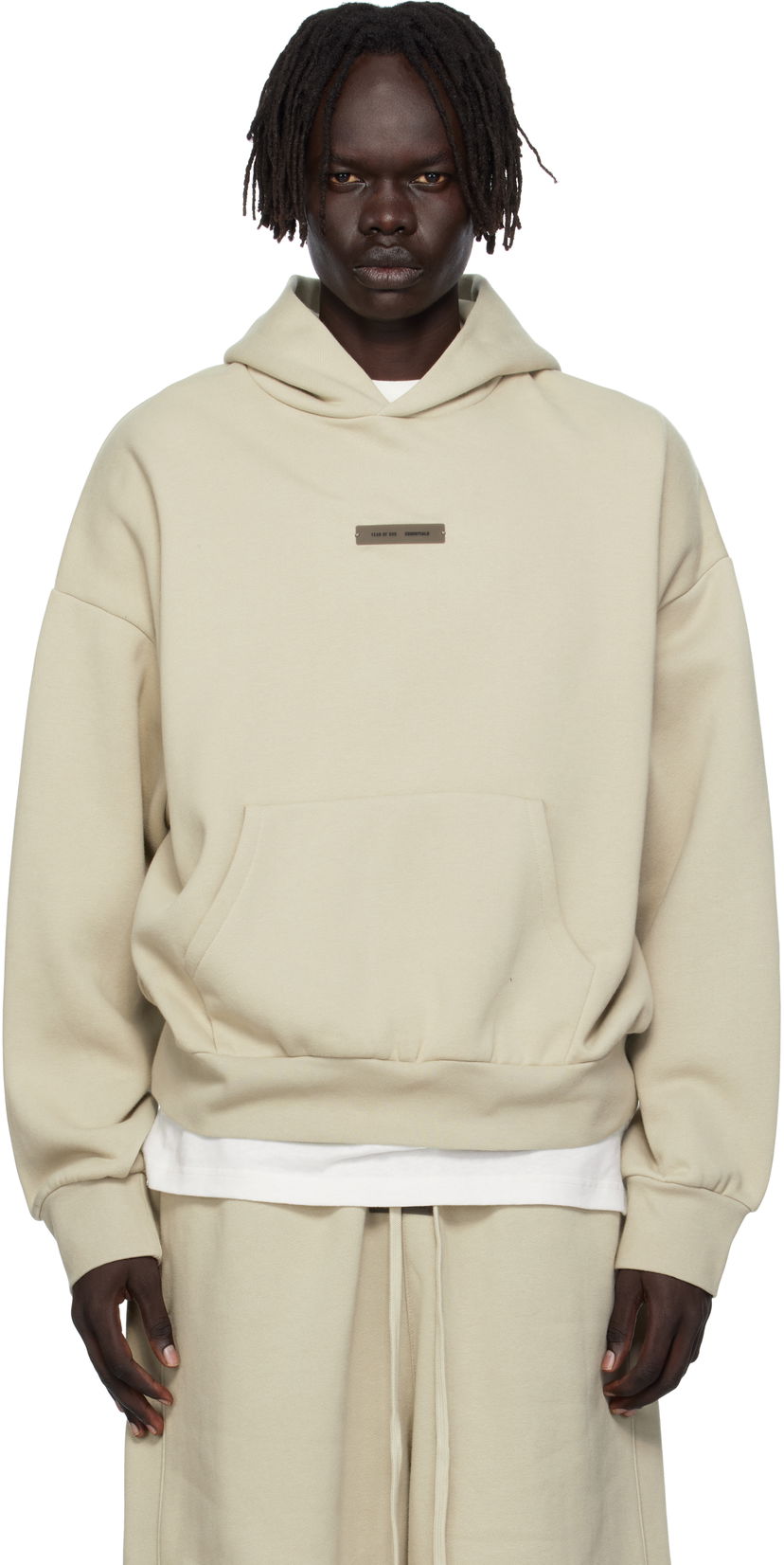 Huppari Fear of God Fear of God ESSENTIALS Classic Fit Fleece Hoodie Beige | 192SP252056F